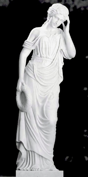 Trauernde Frau f�r den Friedhof als Grabmal oder Grabstein. Marmor.